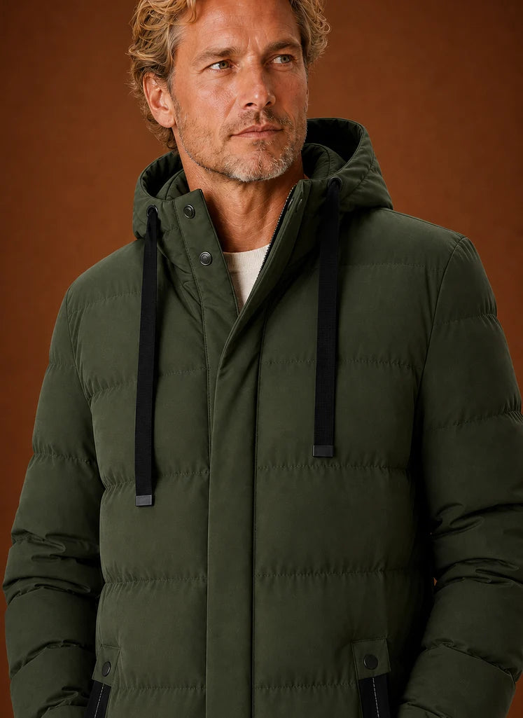 Men's Puffer Jacket - Long Hooded Insulated Winter Coat