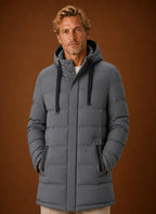 Men's Puffer Jacket - Long Hooded Insulated Winter Coat
