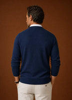 Men's V-Neck Knit Sweater - Casual Pullover