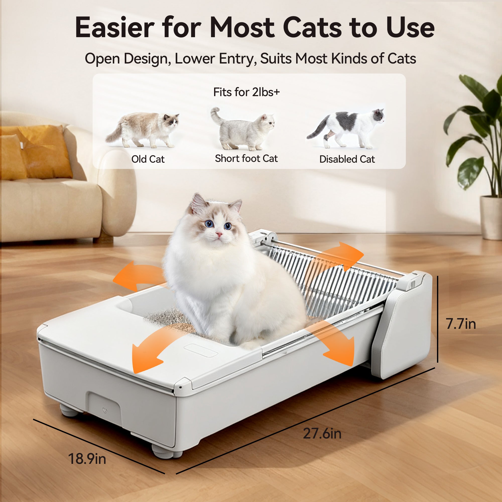 Open Top Self Cleaning Cat Litter Box