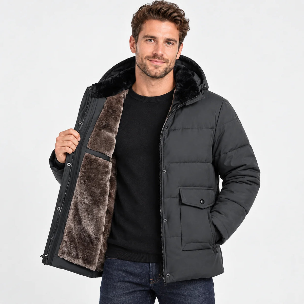 Men's Hooded Padded Coat - Thickened Winter Outerwear