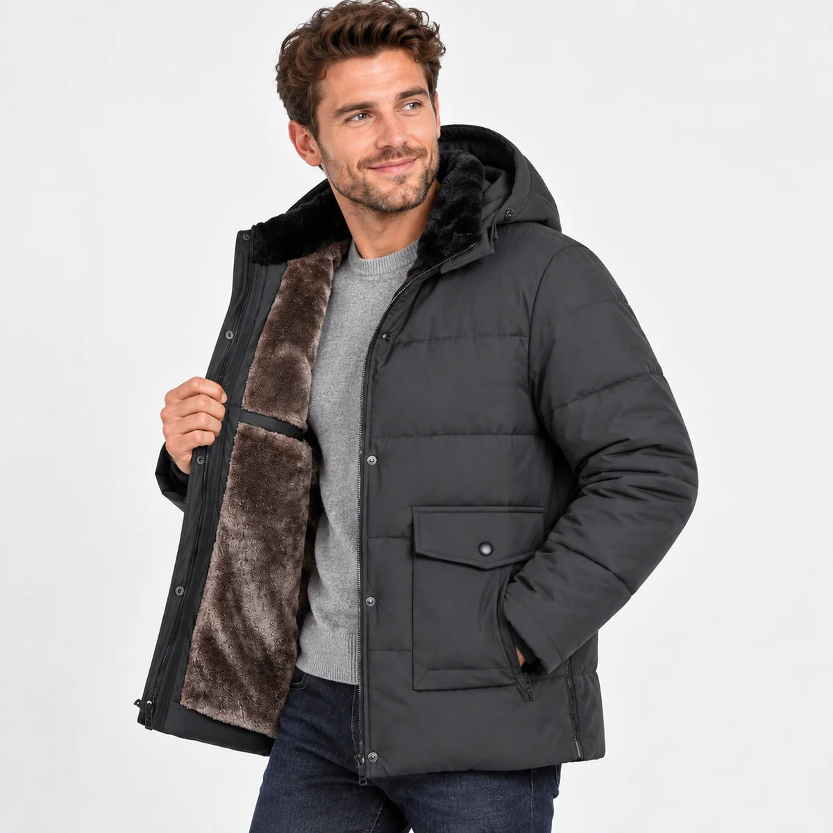 Men's Hooded Padded Coat - Thickened Winter Outerwear