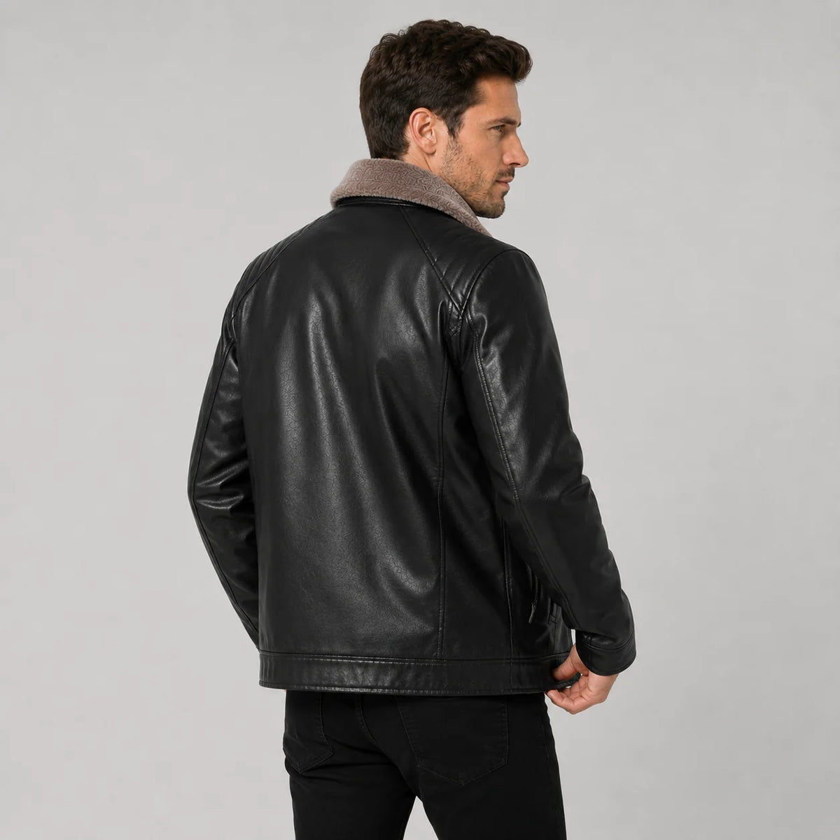 Men’s PU Leather Jacket – Warm Lined Regular Fit Winter Style