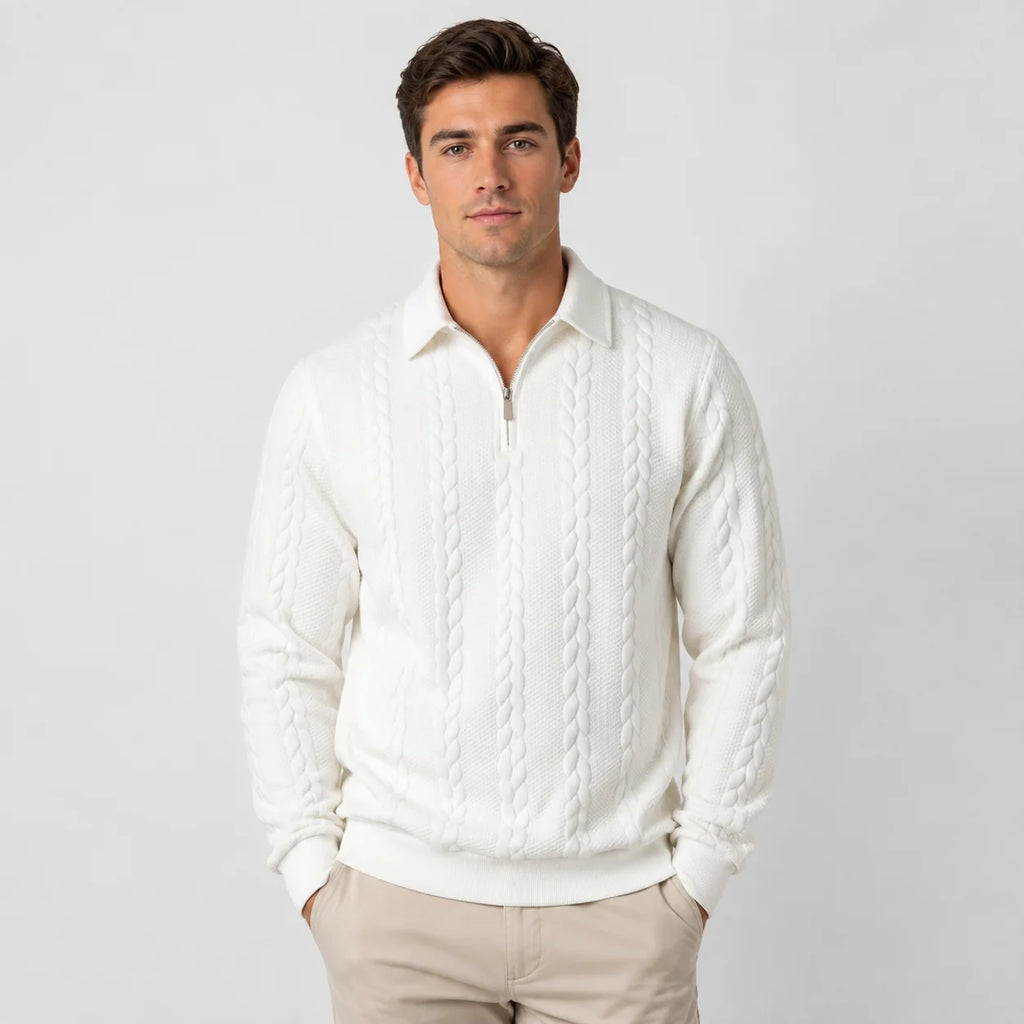 Men's Quarter-Zip Sweater – Knit Pullover for Fall & Winter