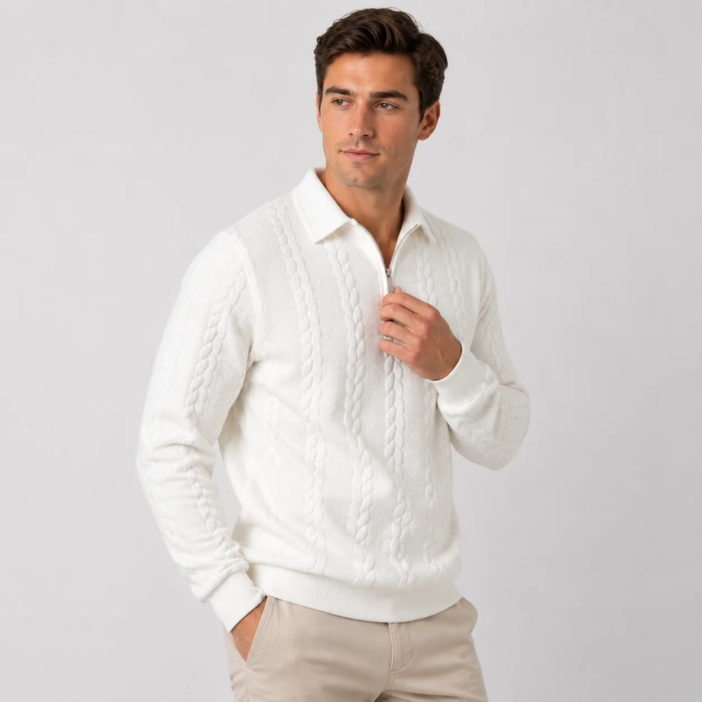 Men's Quarter-Zip Sweater – Knit Pullover for Fall & Winter