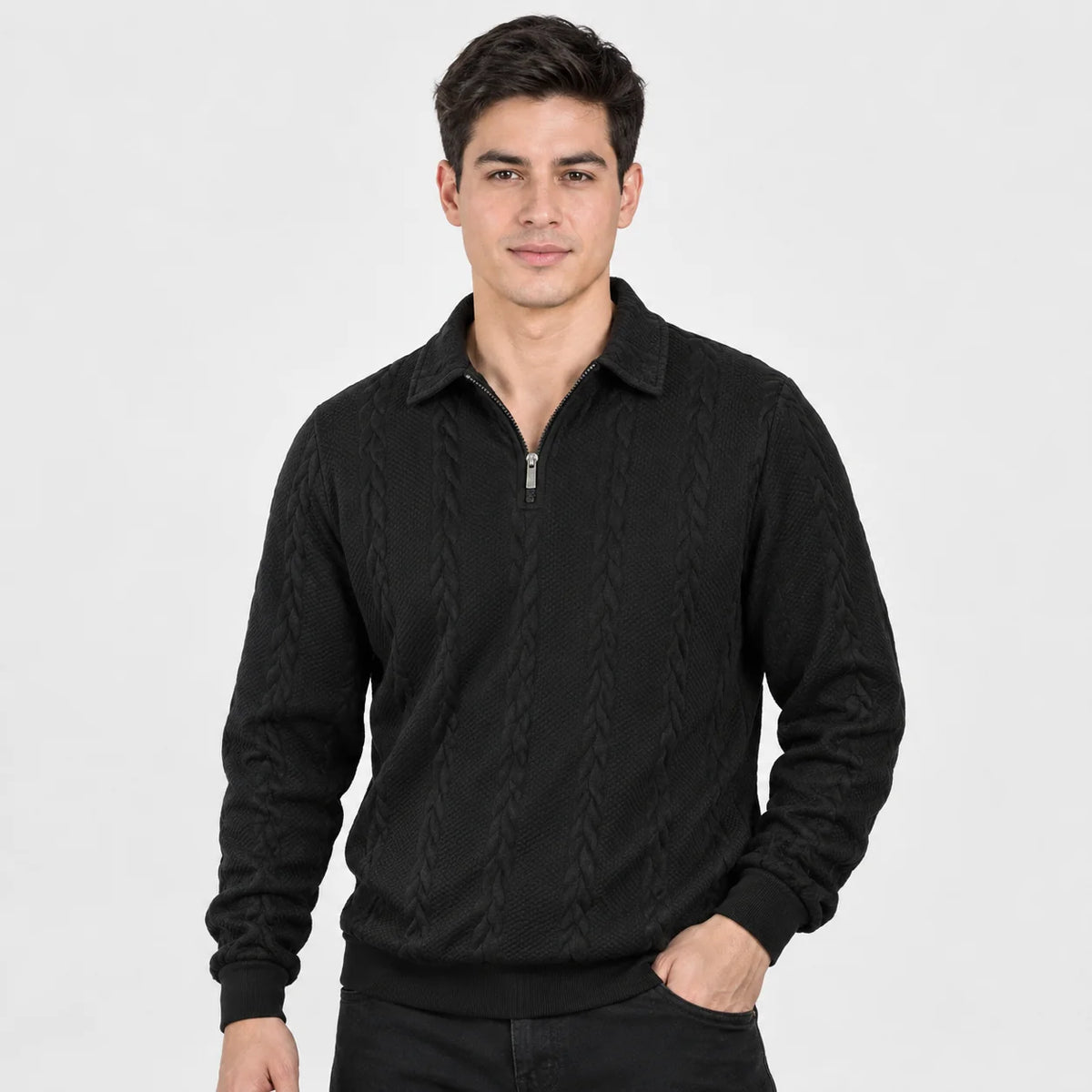 Men's Quarter-Zip Sweater – Knit Pullover for Fall & Winter