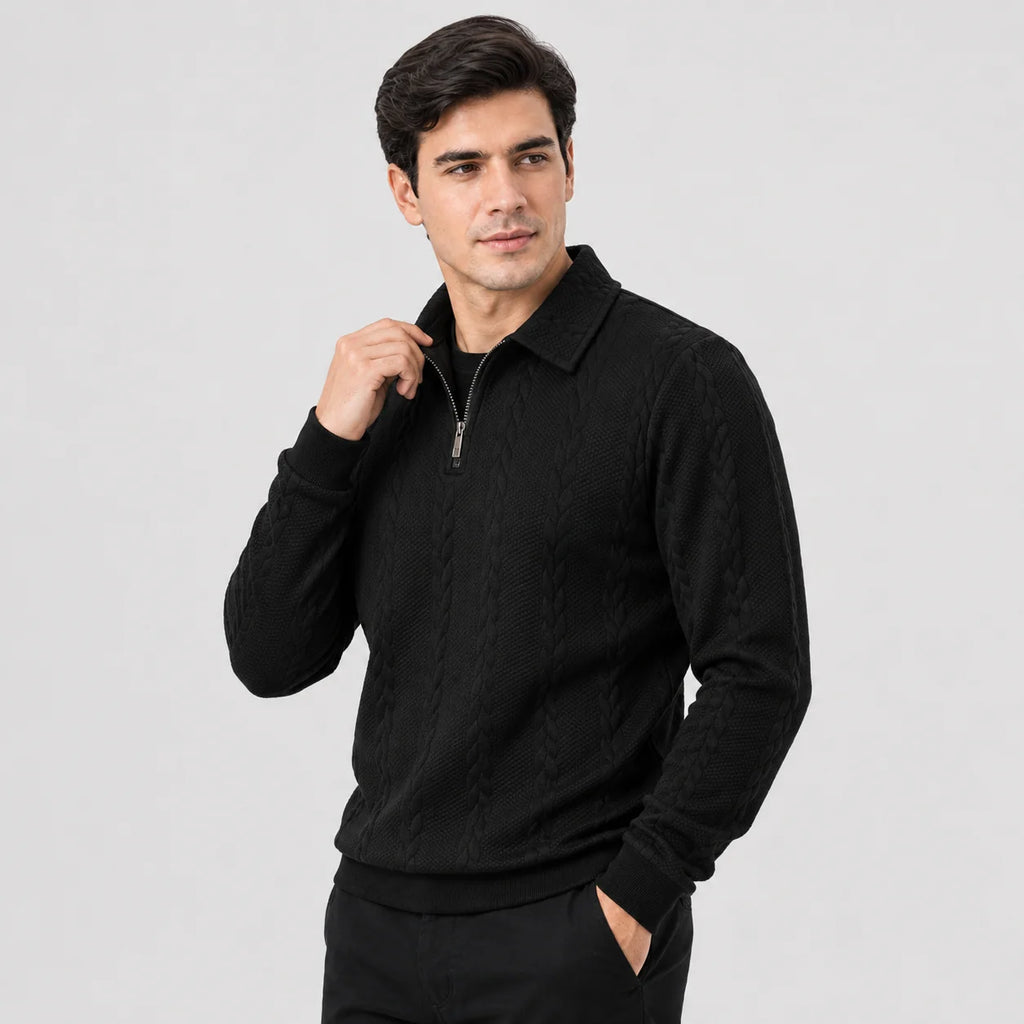 Men's Quarter-Zip Sweater – Knit Pullover for Fall & Winter