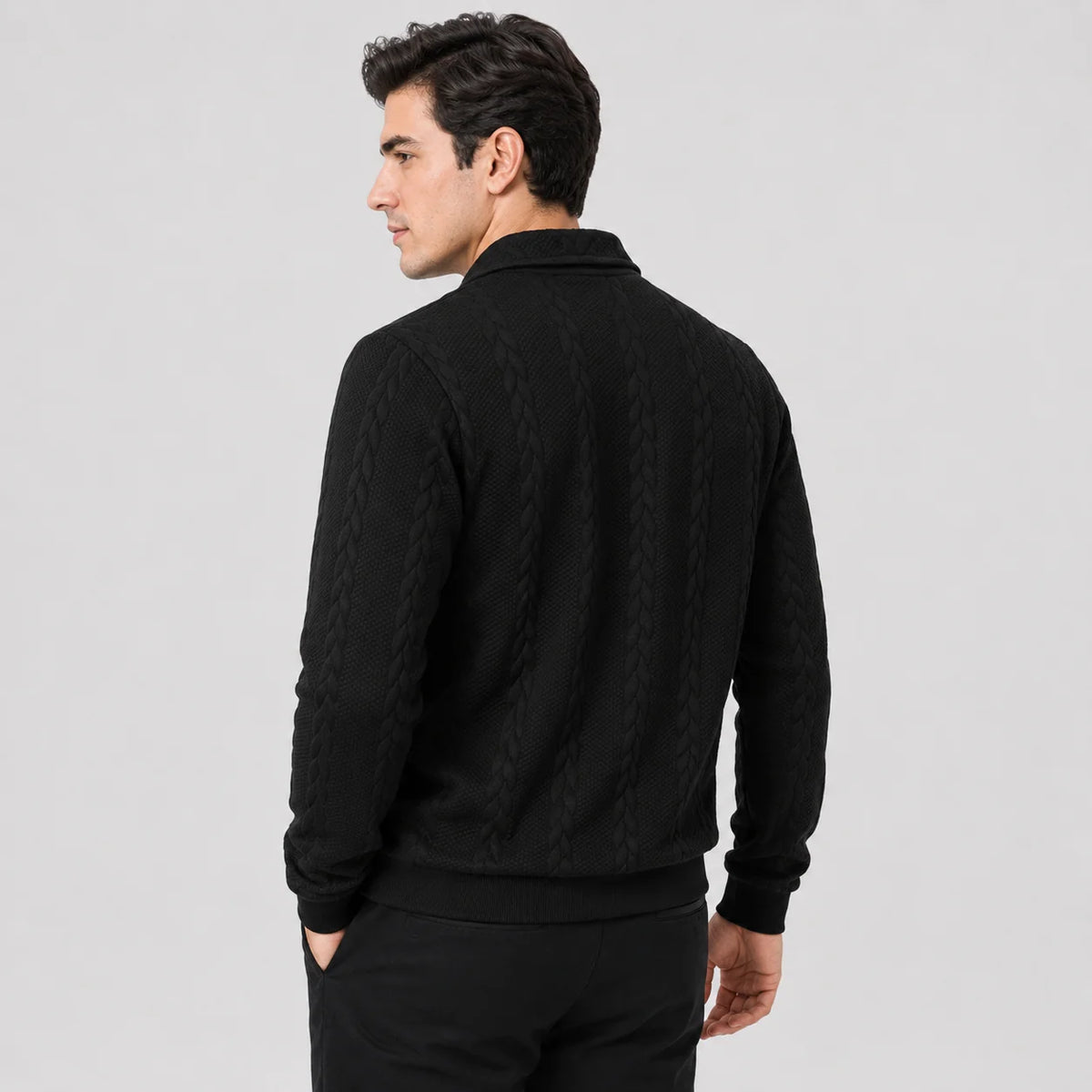 Men's Quarter-Zip Sweater – Knit Pullover for Fall & Winter