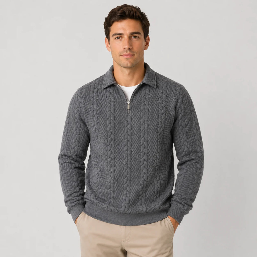 Men's Quarter-Zip Sweater – Knit Pullover for Fall & Winter