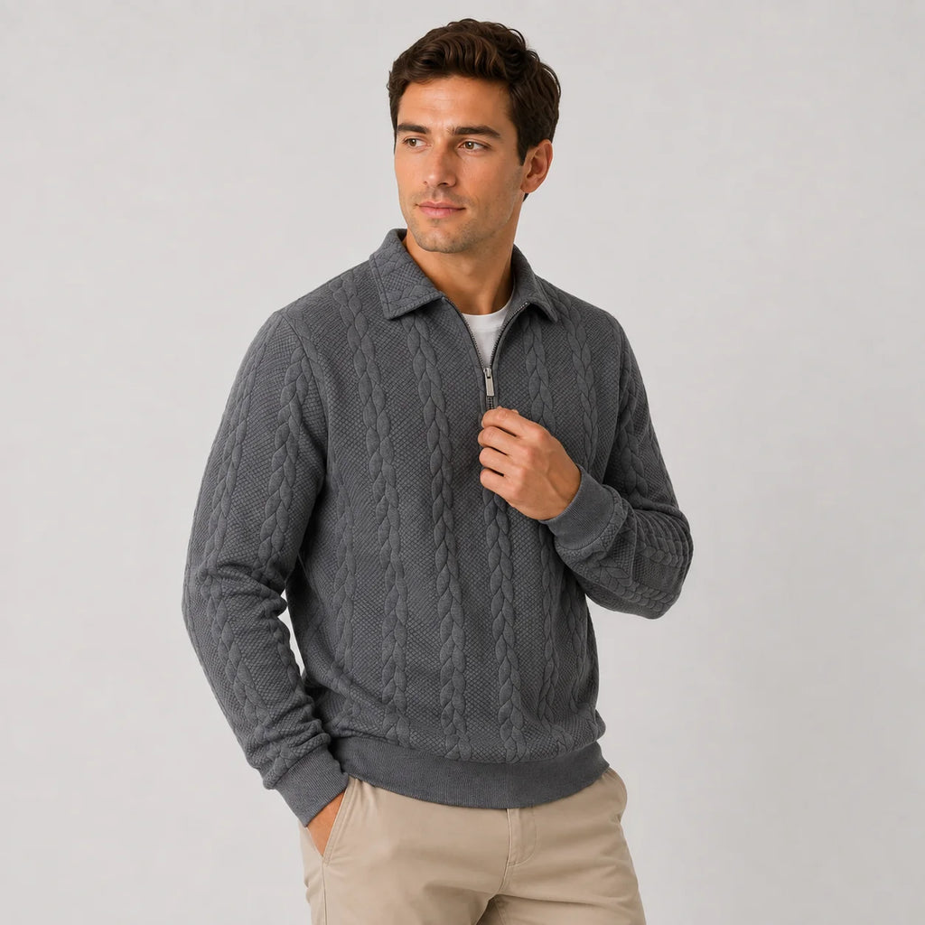 Men's Quarter-Zip Sweater – Knit Pullover for Fall & Winter