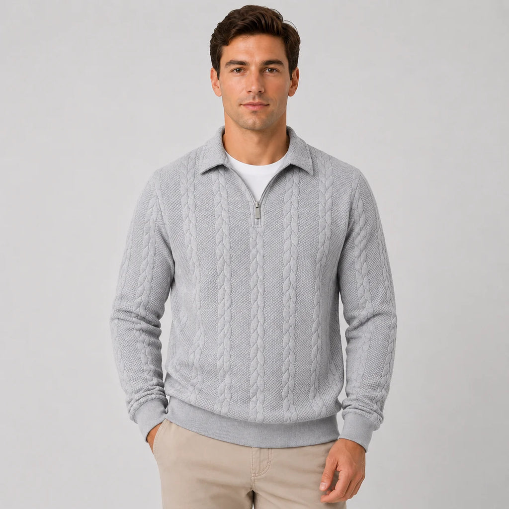 Men's Quarter-Zip Sweater – Knit Pullover for Fall & Winter