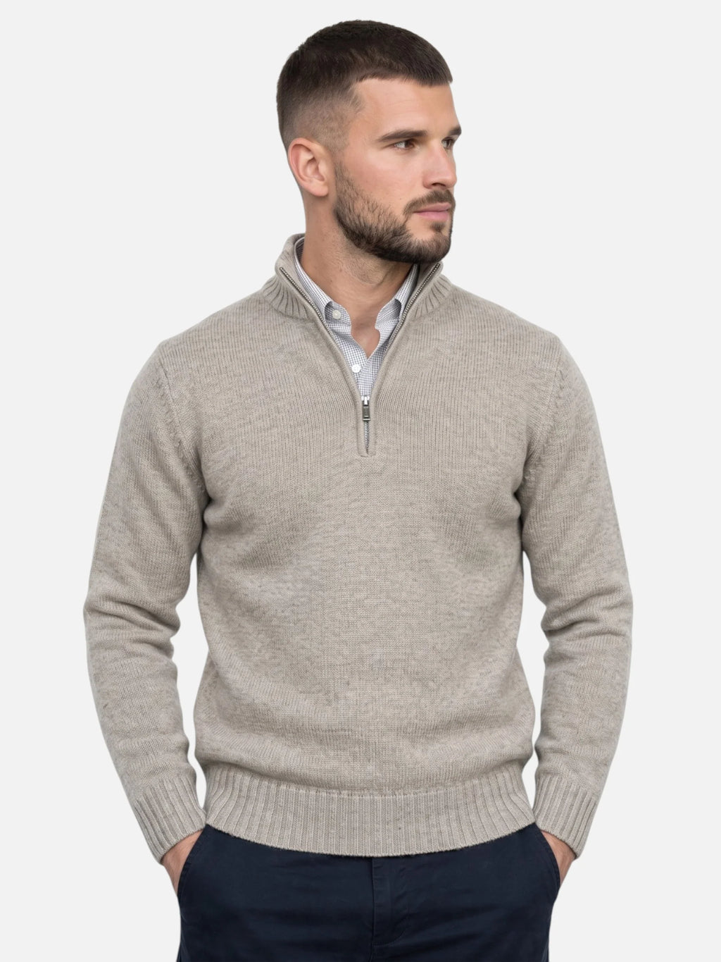 Men's Quarter-Zip Turtleneck Jumper – Autumn Knitwear