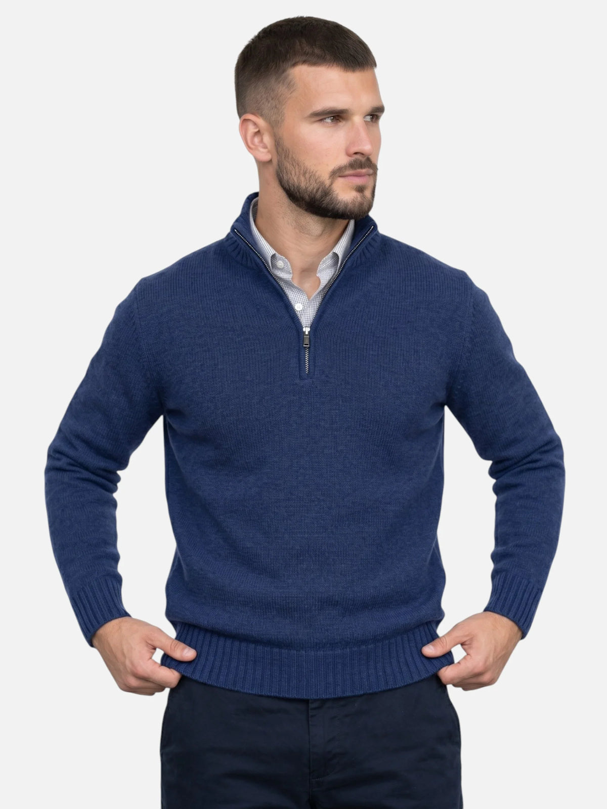 Men's Quarter-Zip Turtleneck Jumper – Autumn Knitwear
