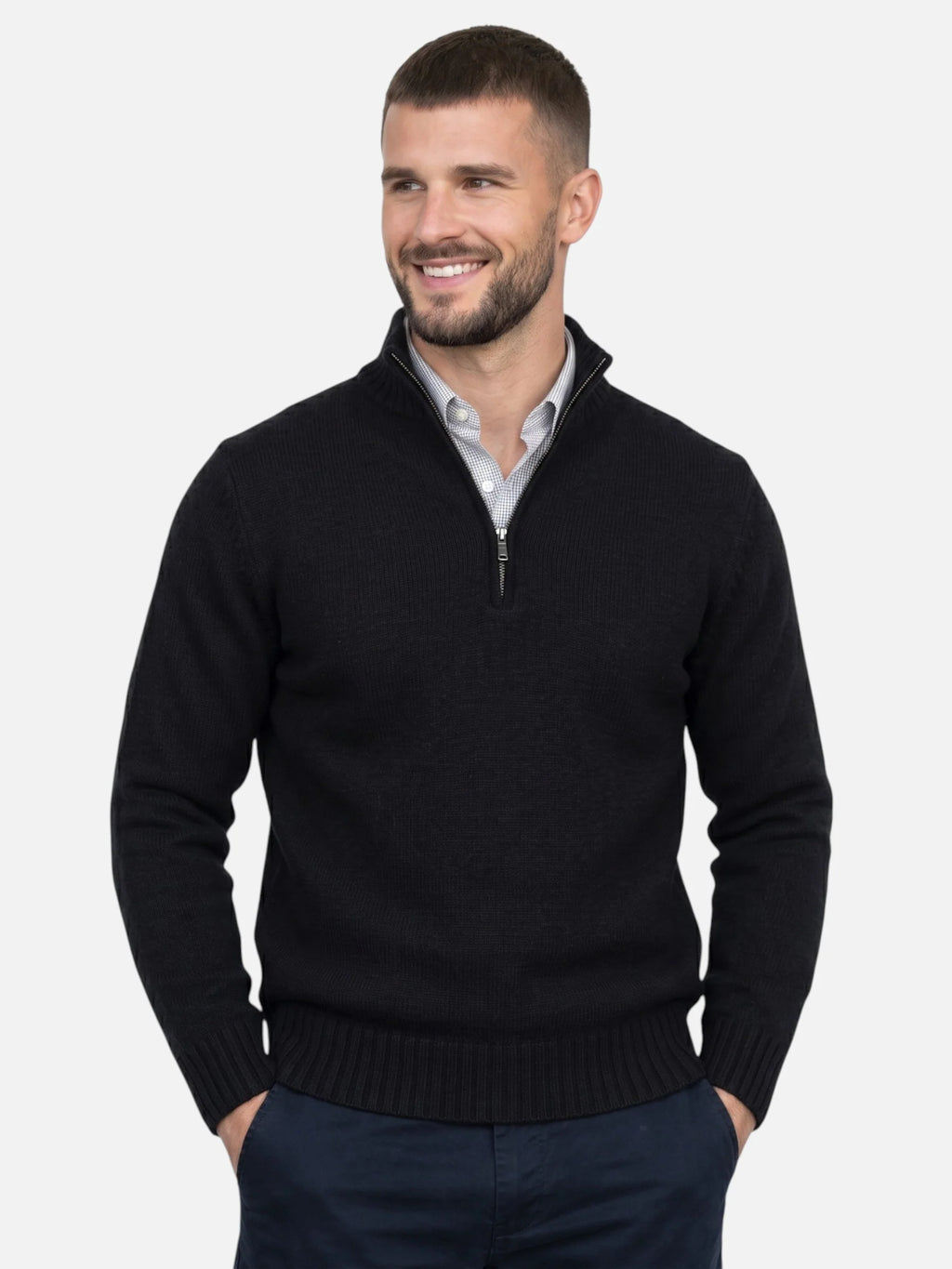 Men's Quarter-Zip Turtleneck Jumper – Autumn Knitwear