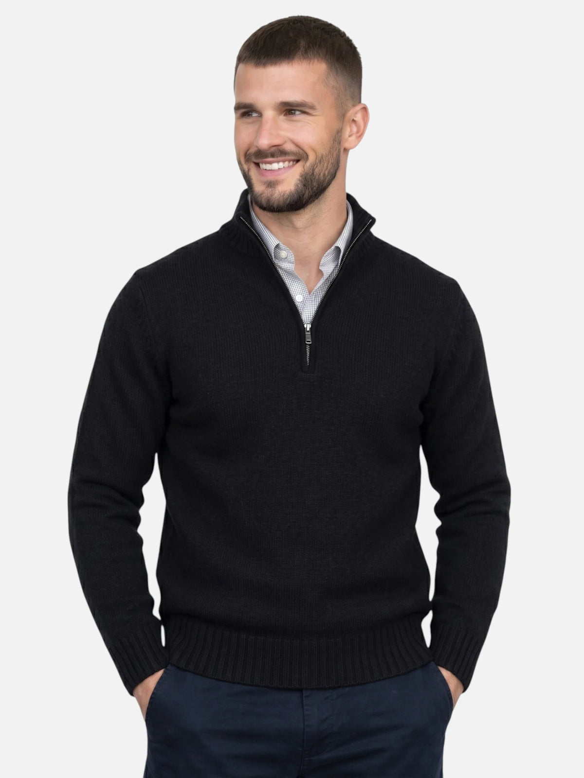 Men's Quarter-Zip Turtleneck Jumper – Autumn Knitwear