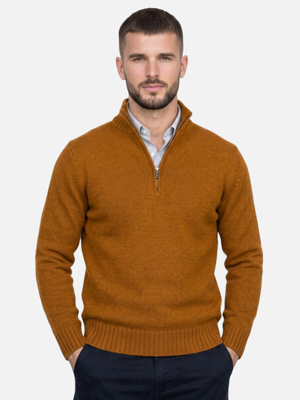 Men's Quarter-Zip Turtleneck Jumper – Autumn Knitwear
