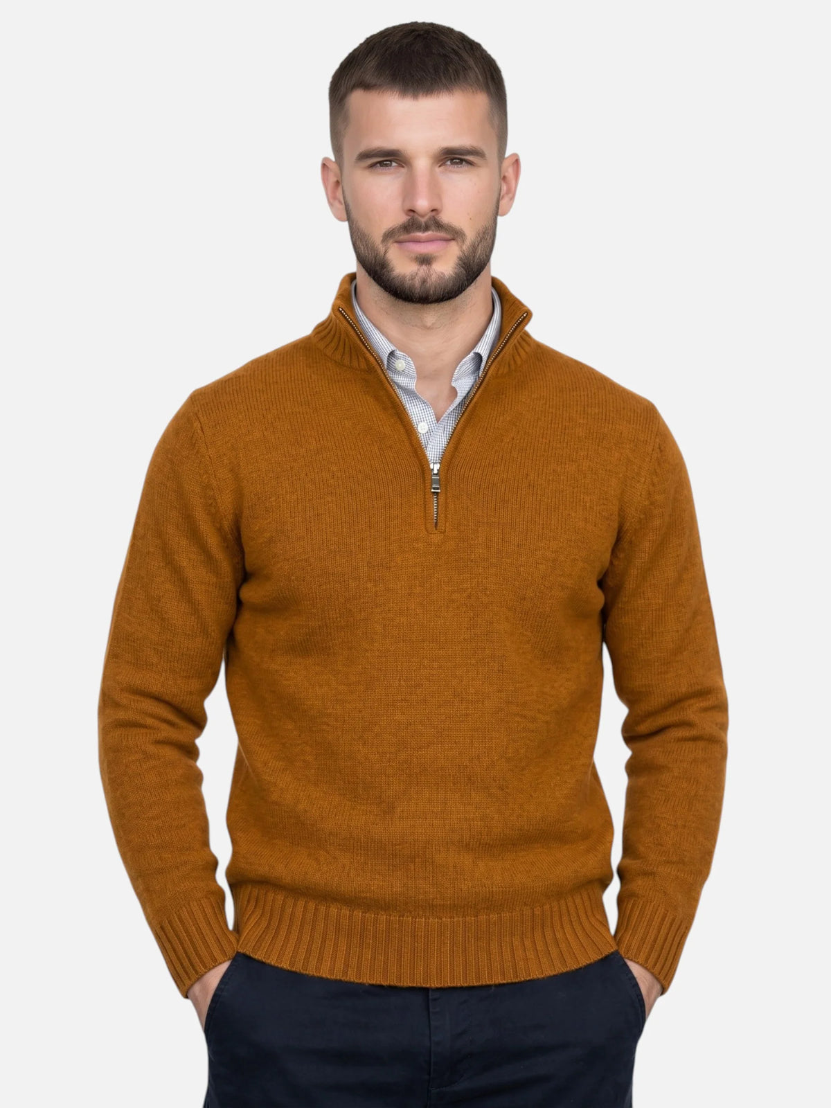 Men's Quarter-Zip Turtleneck Jumper – Autumn Knitwear