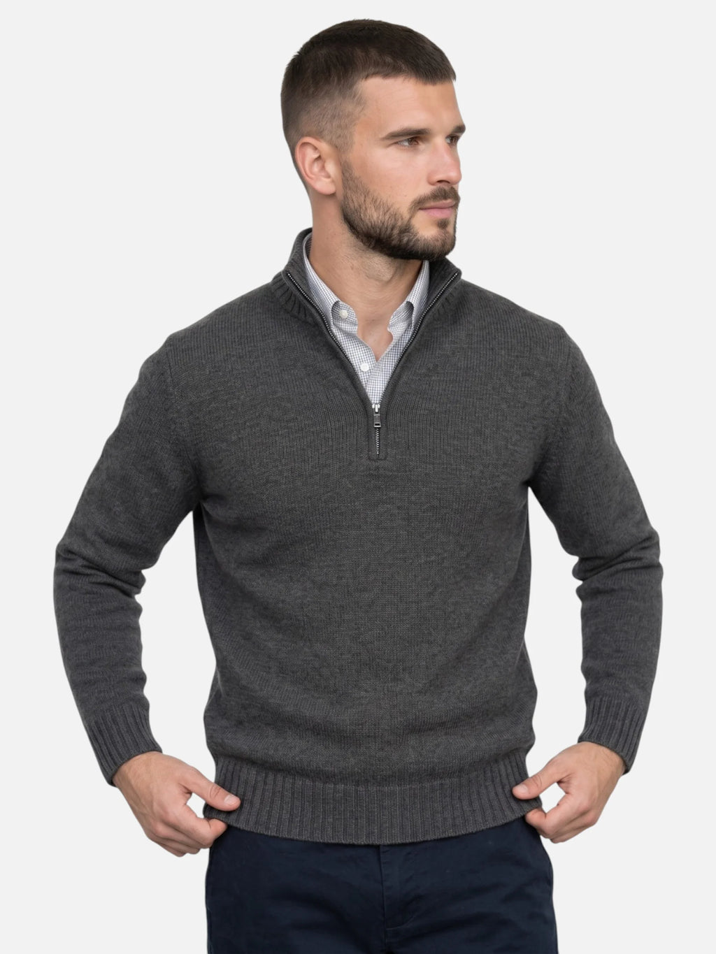 Men's Quarter-Zip Turtleneck Jumper – Autumn Knitwear