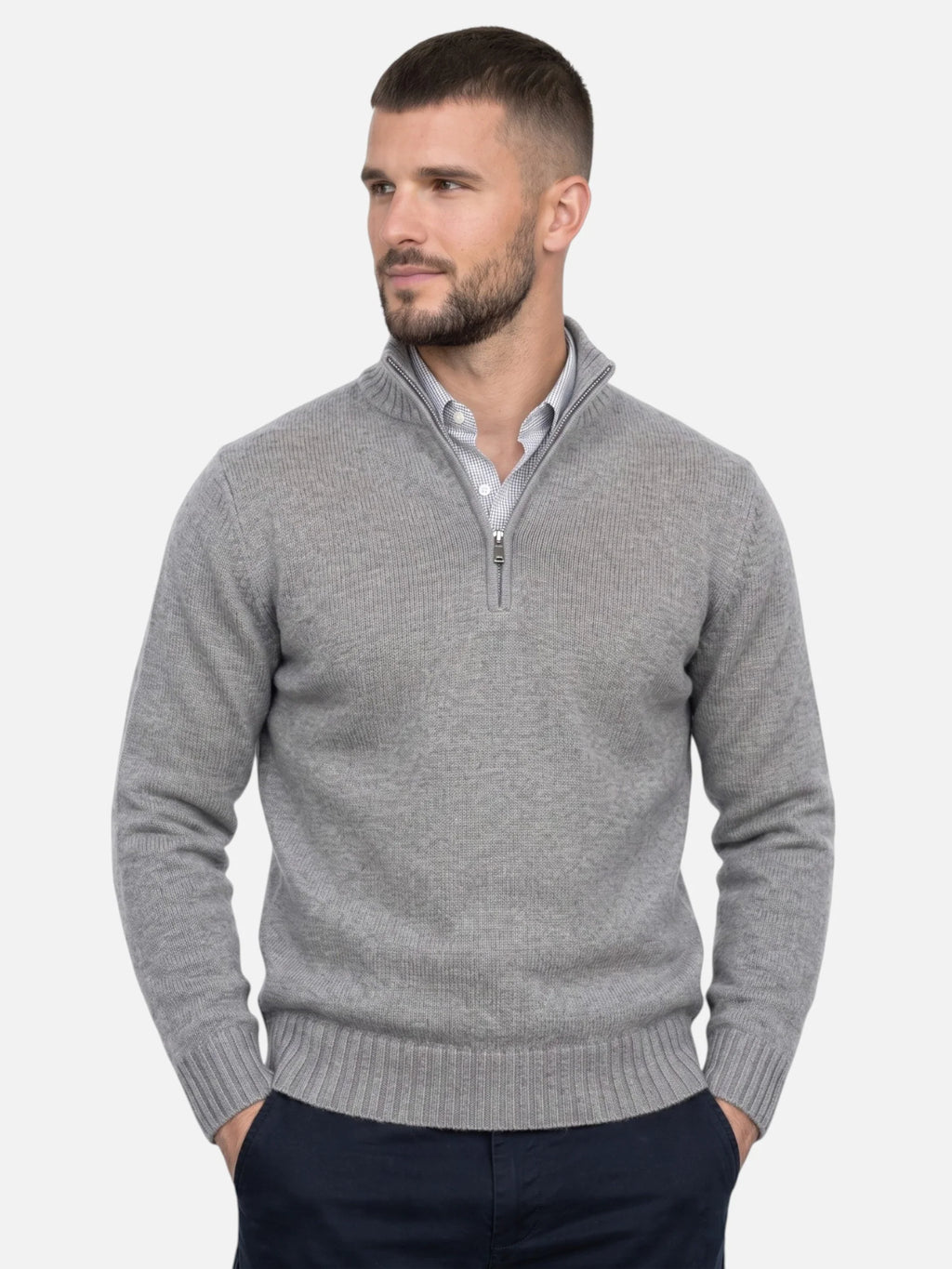 Men's Quarter-Zip Turtleneck Jumper – Autumn Knitwear