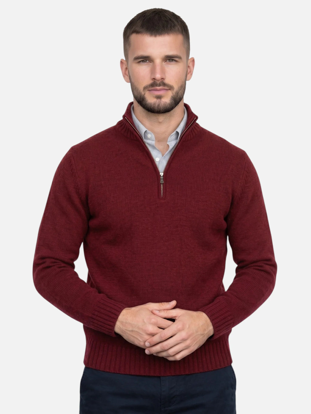 Men's Quarter-Zip Turtleneck Jumper – Autumn Knitwear