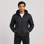 Men's Quilted Hooded Jacket - Warm Winter Full Zip