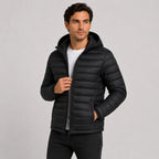 Men's Quilted Hooded Jacket - Warm Winter Full Zip