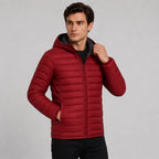 Men's Quilted Hooded Jacket - Warm Winter Full Zip