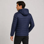 Men's Quilted Hooded Jacket - Warm Winter Full Zip