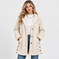 Women's Argyle Hooded Cardigan Coat - Long Loose Fit