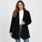 Women's Argyle Hooded Cardigan Coat - Long Loose Fit