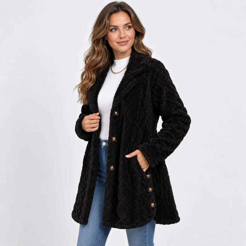 Women's Argyle Hooded Cardigan Coat - Long Loose Fit