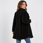 Women's Argyle Hooded Cardigan Coat - Long Loose Fit