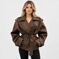 Women's Belted Trench Coat - Solid Color Regular Fit