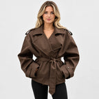 Women's Belted Trench Coat - Solid Color Regular Fit