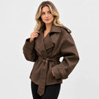 Women's Belted Trench Coat - Solid Color Regular Fit