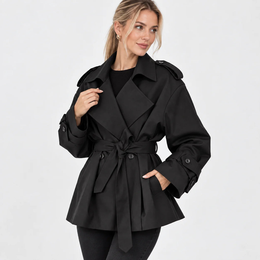 Women's Belted Trench Coat - Solid Color Regular Fit