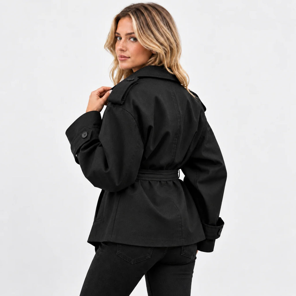 Women's Belted Trench Coat - Solid Color Regular Fit