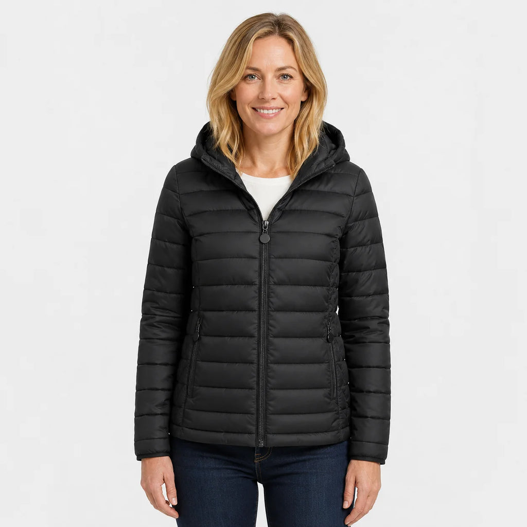 Women's Hooded Padded Coat - Lightweight Casual Outerwear