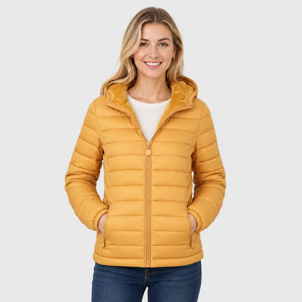 Women's Hooded Padded Coat - Lightweight Casual Outerwear