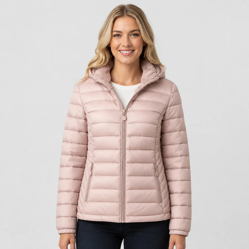 Women's Hooded Padded Coat - Lightweight Casual Outerwear