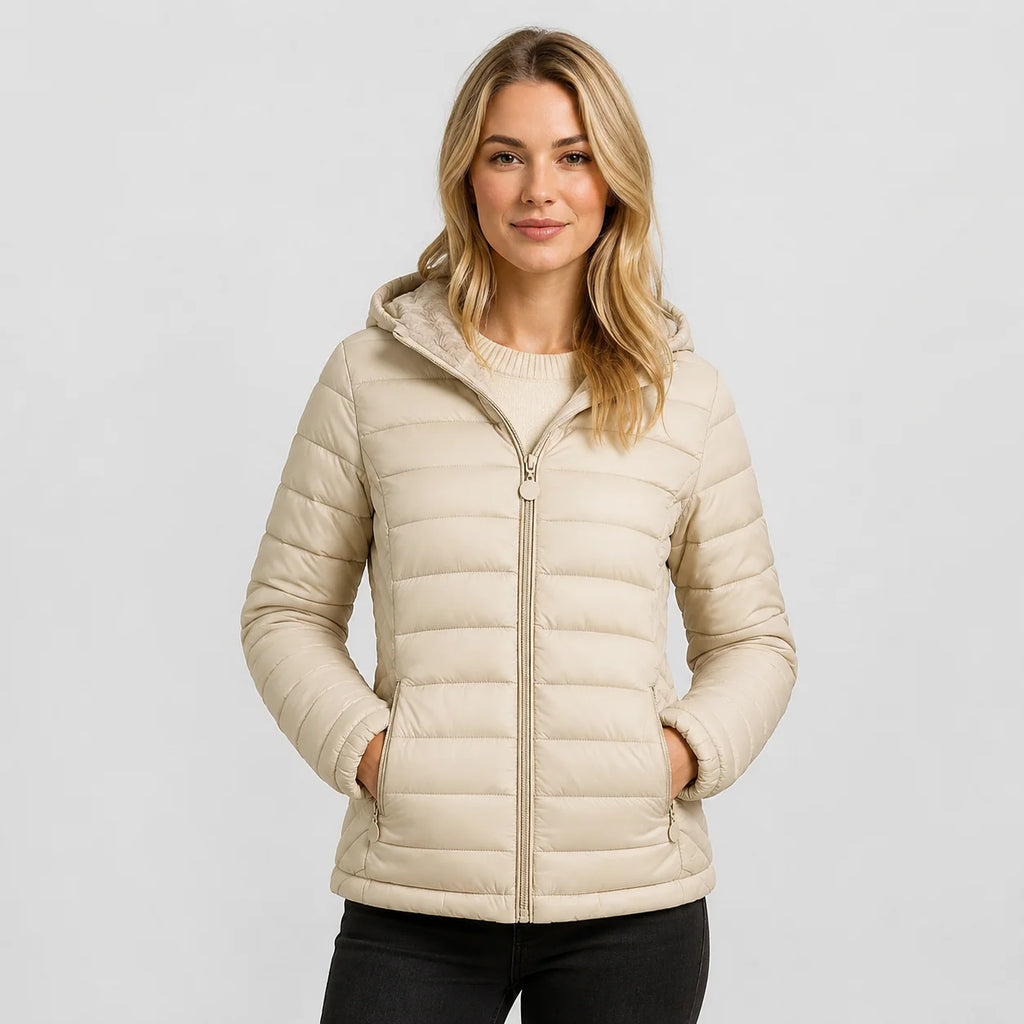 Women's Hooded Padded Coat - Lightweight Casual Outerwear