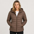 Women's Hooded Padded Coat - Lightweight Casual Outerwear