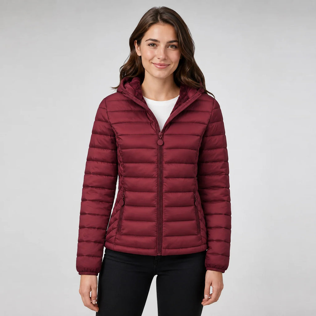 Women's Hooded Padded Coat - Lightweight Casual Outerwear