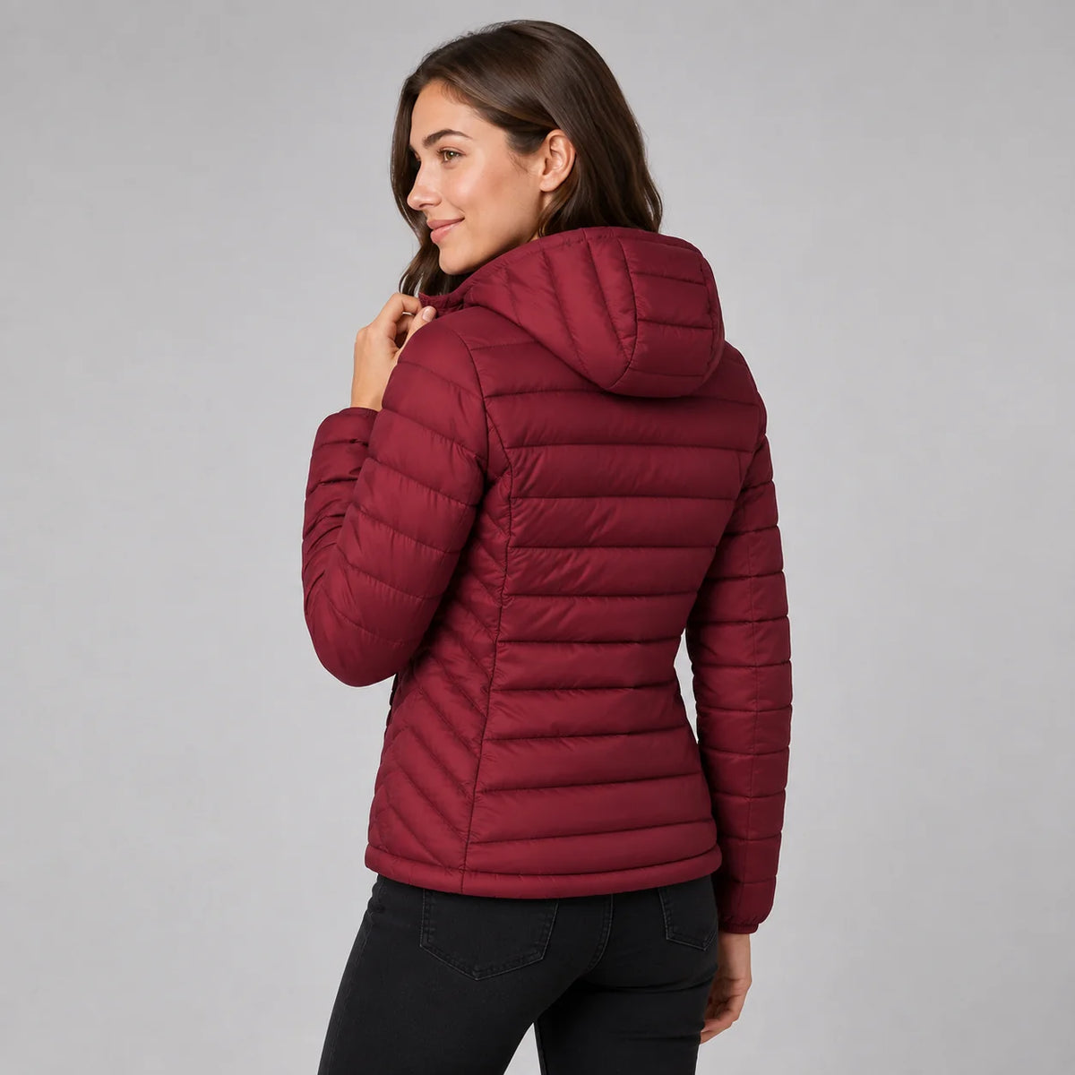 Women's Hooded Padded Coat - Lightweight Casual Outerwear