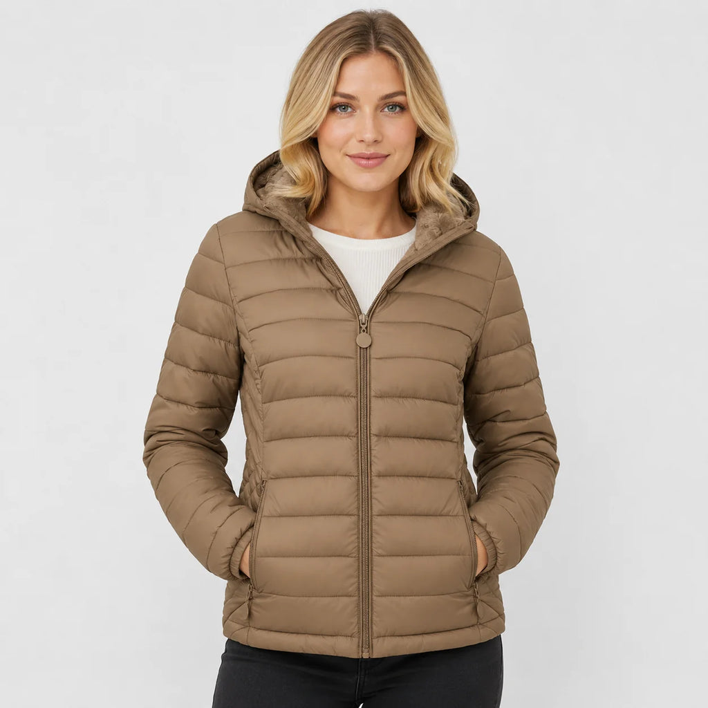 Women's Hooded Padded Coat - Lightweight Casual Outerwear