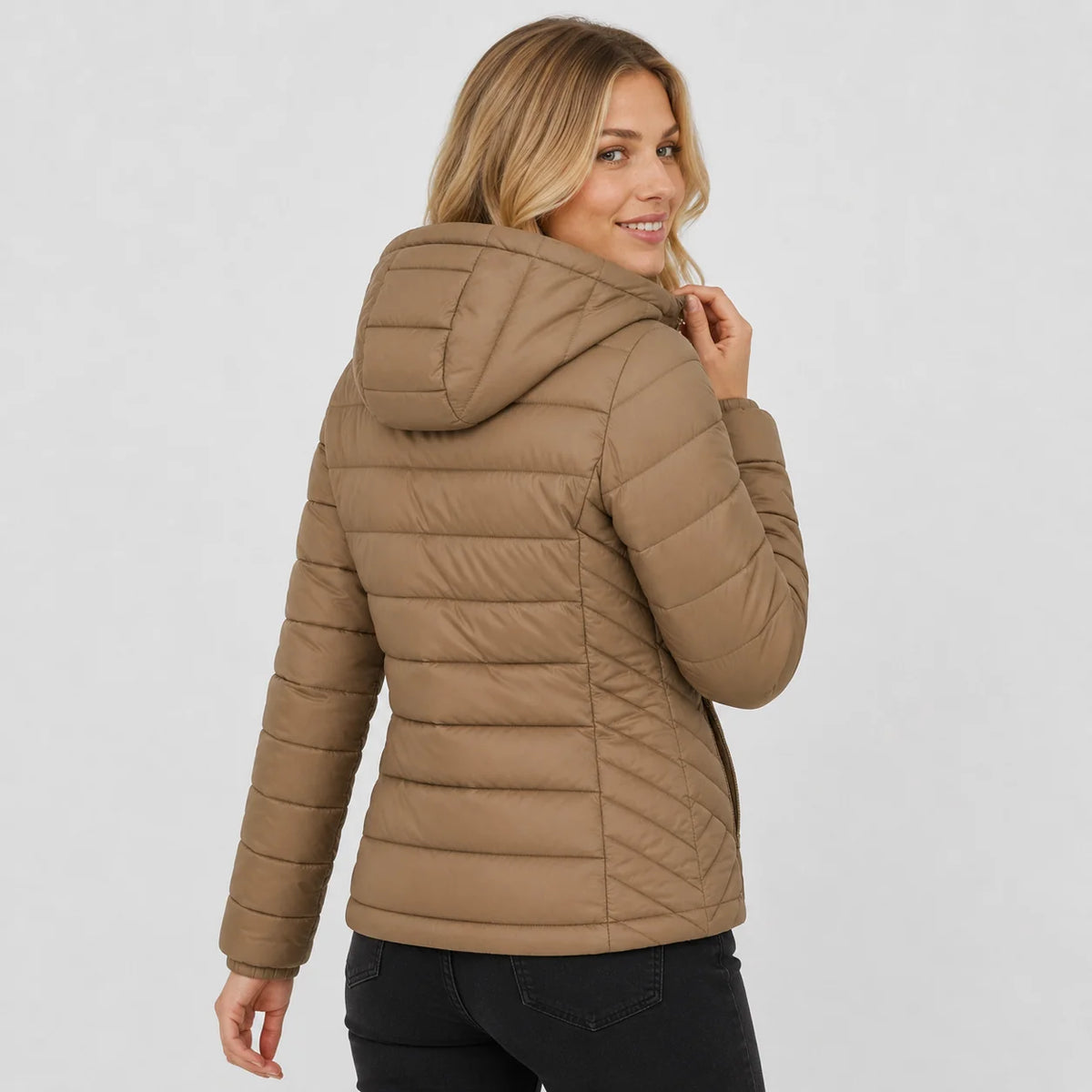 Women's Hooded Padded Coat - Lightweight Casual Outerwear