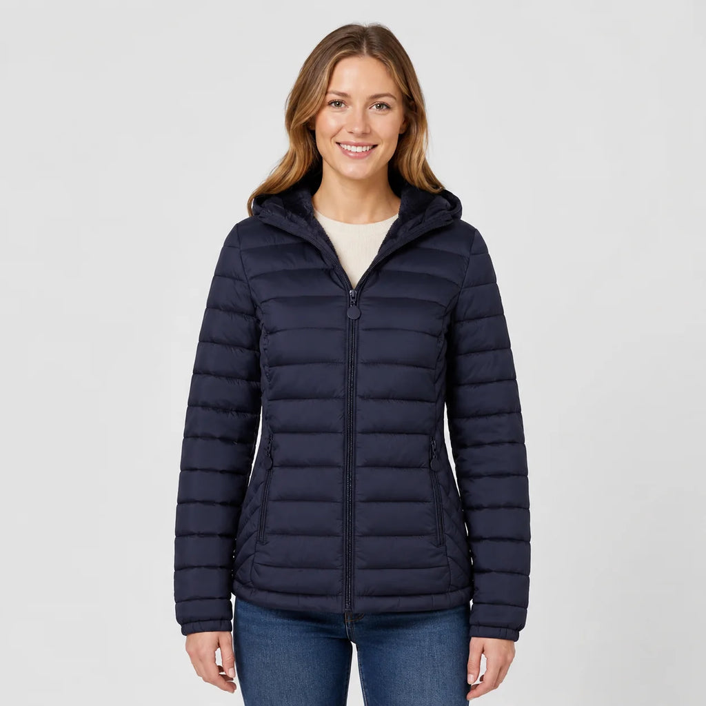 Women's Hooded Padded Coat - Lightweight Casual Outerwear