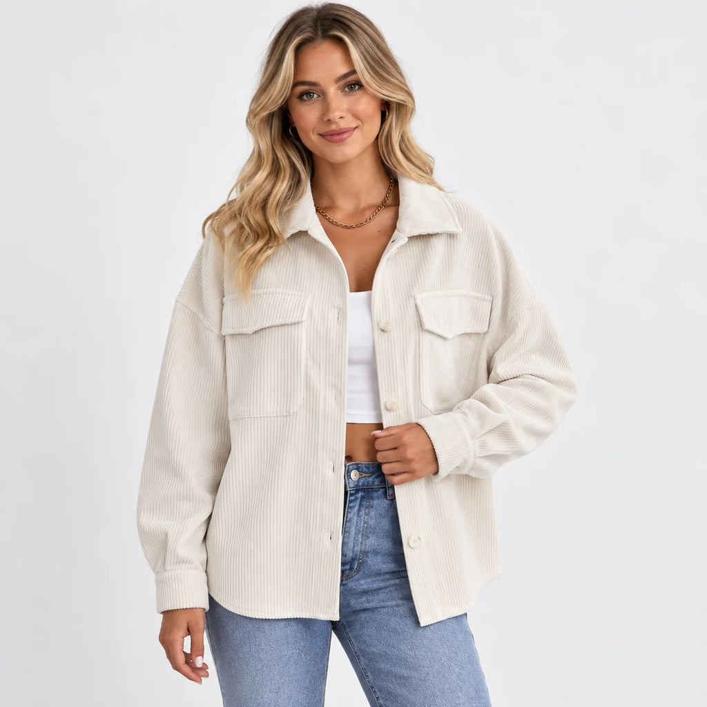 Women's Lapel Jacket - Single Breasted Loose Fit Style