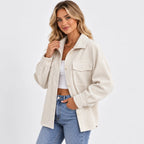 Women's Lapel Jacket - Single Breasted Loose Fit Style