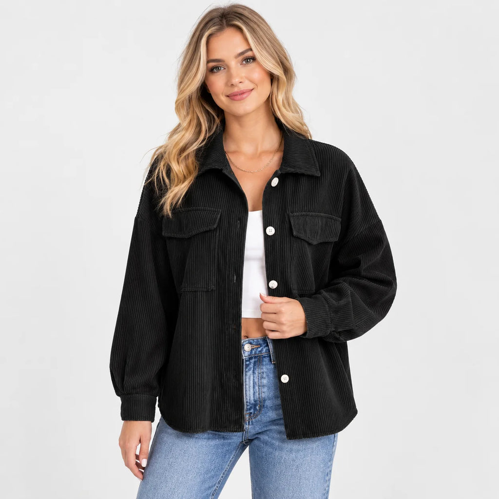 Women's Lapel Jacket - Single Breasted Loose Fit Style